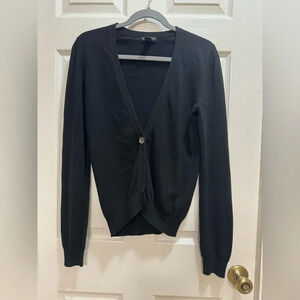 Club Monaco One Button Black Long Sleeve Cardigan Sz Small Cotton Cashmere